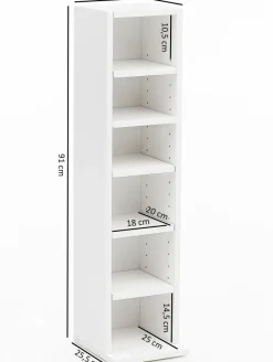 FineBuy Bücherregal SV51375 Standregal 21x91x25,5cm Wandregal 6 Fächer Holzregal