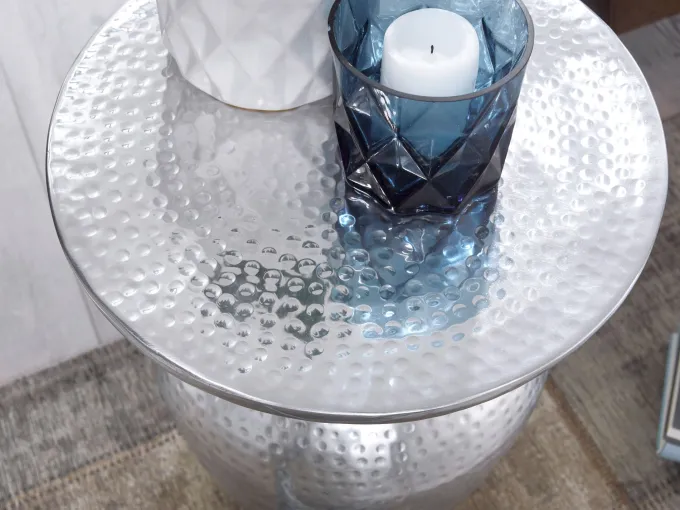 FineBuy Beistelltisch Ø 36,5 cm Tisch Alu Couchtisch Wohnzimmertisch Ablagetisch