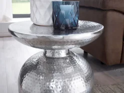 FineBuy Beistelltisch Ø 36,5 cm Tisch Alu Couchtisch Wohnzimmertisch Ablagetisch