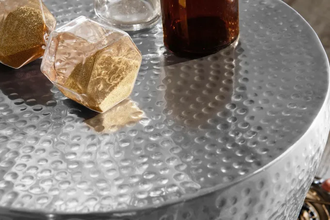 FineBuy Beistelltisch Dekotisch Metall Ablagetisch Anstelltisch Hammerschlag