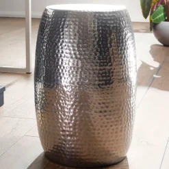 FineBuy Beistelltisch Dekotisch Metall Ablagetisch klein Hammerschlag rund