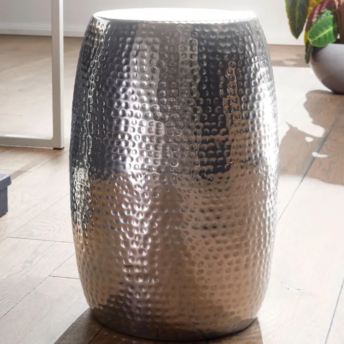 FineBuy Beistelltisch Dekotisch Metall Ablagetisch klein Hammerschlag rund