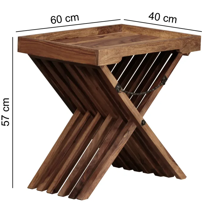FineBuy Beistelltisch klappbar Massiv-Holz Couchtisch Klapptisch Serviertablett