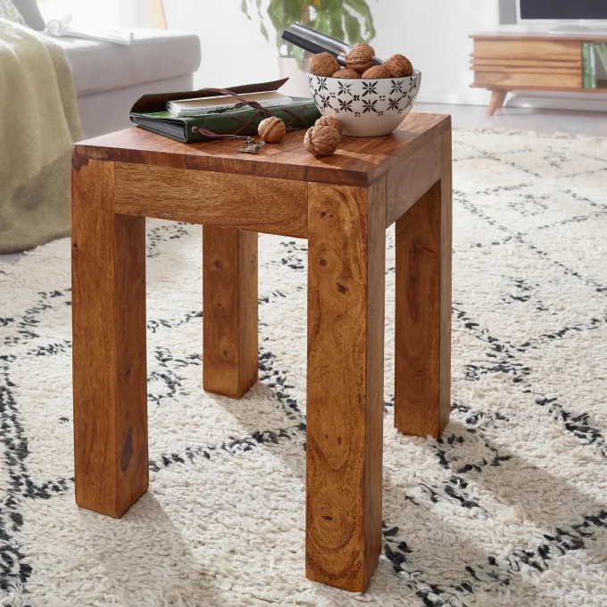 FineBuy Beistelltisch Massivholz 35x35cm Wohnzimmertisch Landhausstil Couchtisch
