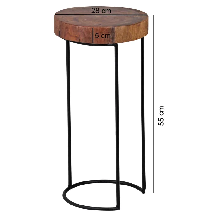FineBuy Beistelltisch Massiv Wohnzimmertisch Holz Baumstamm Tisch Echt-Holz