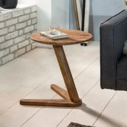 FineBuy Beistelltisch Massivholz Anstelltisch Rund Wohnzimmertisch Landhausstil