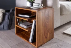 FineBuy Beistelltisch 43x43x30 cm Wohnzimmertisch Holz massiv Nachttisch