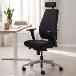 FineBuy Bürostuhl Schwarz Schreibtischstuhl Stoff Drehstuhl Arbeitsstuhl