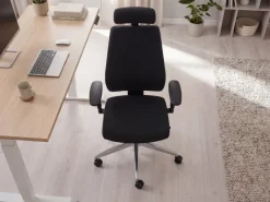 FineBuy Bürostuhl Schwarz Schreibtischstuhl Stoff Drehstuhl Arbeitsstuhl