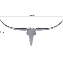 FineBuy Bull Geweih L Wanddekoration 125 cm breit Aluminium silber Wandgeweih