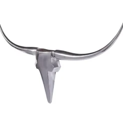 FineBuy Bull Geweih L Wanddekoration 125 cm breit Aluminium silber Wandgeweih