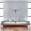FineBuy Bull Geweih S Wanddekoration 74cm breit Alu Aluminium silber Wandgeweih