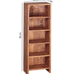 FineBuy CD Regal Massivholz Standregal 90 cm CD-Aufbewahrung Landhaus 5 Fächer