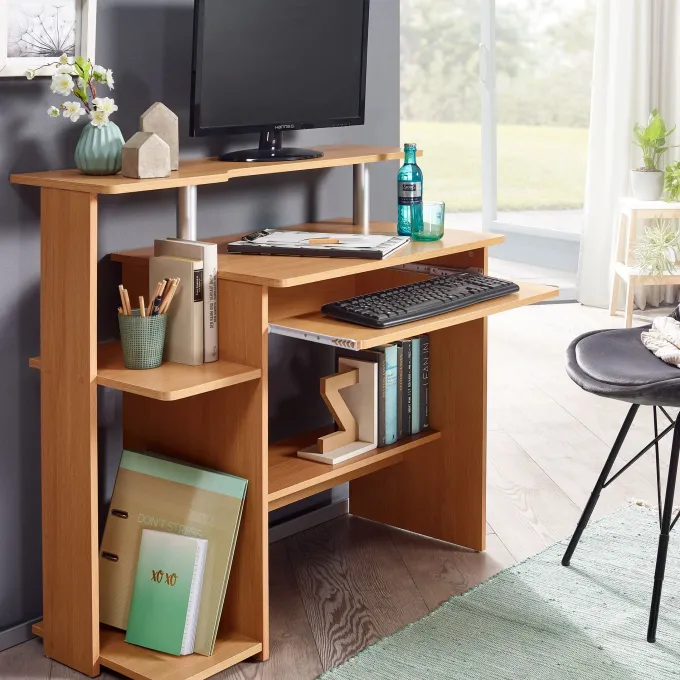 FineBuy Computertisch 94x90,5x48,5 cm Schreibtisch Modern mit Tastaturauszug
