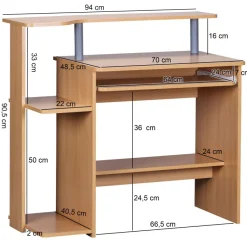 FineBuy Computertisch 94x90,5x48,5 cm Schreibtisch Modern mit Tastaturauszug