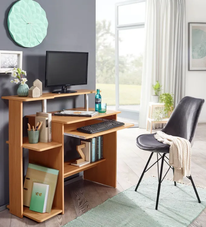 FineBuy Computertisch 94x90,5x48,5 cm Schreibtisch Modern mit Tastaturauszug