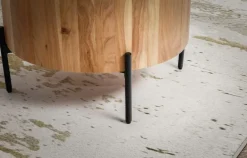 FineBuy Couchtisch Akazie Massivholz rund 60 cm · Wohnzimmertisch in Trommelform