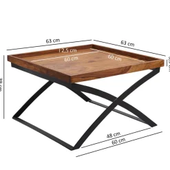 FineBuy Couchtisch FB50967 Wohnzimmer Tisch Holz massiv Sofatisch Beistelltisch