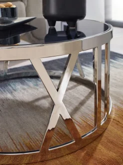 FineBuy Couchtisch Glas Metall Sofatisch Ø60cm Tisch Wohnzimmertisch Rund Modern