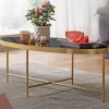 FineBuy Couchtisch Glas Schwarz Wohnzimmertisch Oval 110 x 56 Glastisch Gold