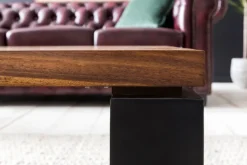 FineBuy Couchtisch Holz Sofatisch mit Metallgestell Wohnzimmertisch Tisch