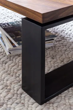 FineBuy Couchtisch Holz Sofatisch mit Metallgestell Wohnzimmertisch Tisch