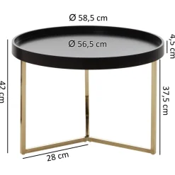 FineBuy Couchtisch JESI Sofatisch rund Tabletttisch Beistelltisch Retro Metall