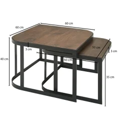 FineBuy Couchtisch Massivholz Wohnzimmertisch 2er Set Beistelltisch Satztisch