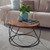 FineBuy Couchtisch Massivholz 60 cm Wohnzimmertisch Sofatisch Rund Tisch Holz