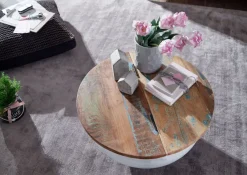 FineBuy Couchtisch Massivholz Ø 60cm Wohnzimmertisch Rund Sofatisch Tisch Modern