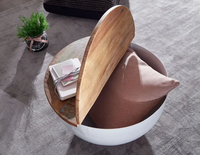 FineBuy Couchtisch Massivholz Ø 60cm Wohnzimmertisch Rund Sofatisch Tisch Modern