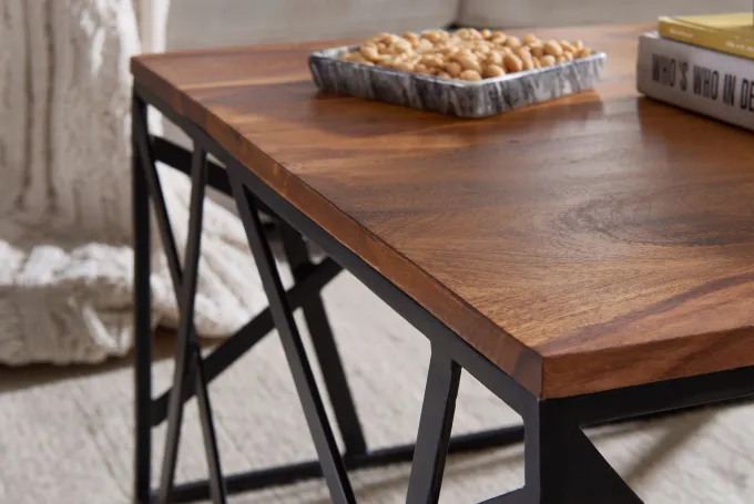 FineBuy Couchtisch Massiv Wohnzimmertisch Holz Sofatisch Tisch Beistelltisch