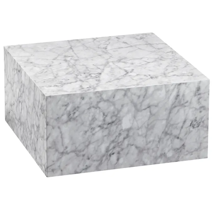 FineBuy Couchtisch MONOBLOC Weiß Marmor Optik 60 cm Wohnzimmertisch Sofatisch