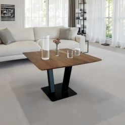 FineBuy Couchtisch quadratisch 60 cm Akazie Massivholz Moderner Wohnzimmertisch