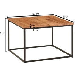 FineBuy Couchtisch quadratisch 60x60cm Akazie Massivholz Design Wohnzimmertisch