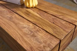 FineBuy Couchtisch rechteckig Massivholz 120 cm Block Design Wohnzimmertisch