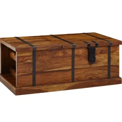FineBuy Couchtisch Sheesham Massivholz Truhe mit Stauraum Wohnzimmertisch