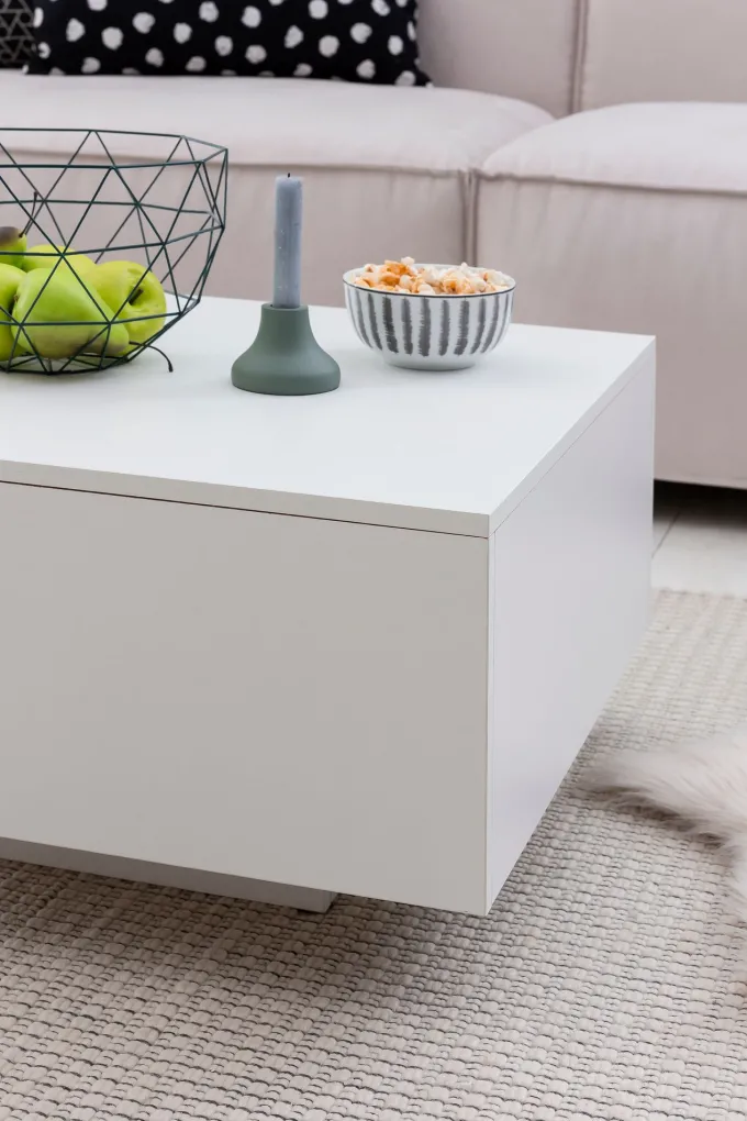 FineBuy Couchtisch Weiß 60 x 60 cm Wohnzimmertisch Beistelltisch Quadratisch