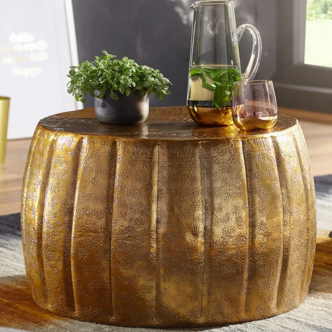 FineBuy Couchtisch Wohnzimmertisch rund Sofatisch Stubentisch Metall Alu Modern