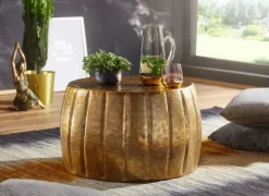 FineBuy Couchtisch Wohnzimmertisch rund Sofatisch Stubentisch Metall Alu Modern