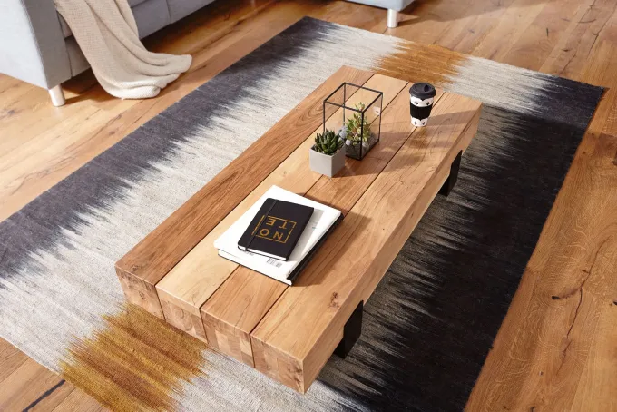FineBuy Couchtisch Wohnzimmertisch Massivholz Sofatisch Massiv Wohnzimmer Tisch