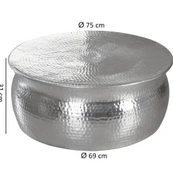 FineBuy Couchtisch Wohnzimmertisch Sofatisch rund Hammerschlag Loungetisch