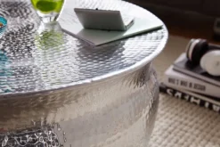FineBuy Couchtisch Wohnzimmertisch Sofatisch rund Hammerschlag Loungetisch