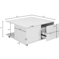 FineBuy Couchtisch 70x70cm Wohnzimmertisch Sofatisch Tisch mit 2 Schubladen