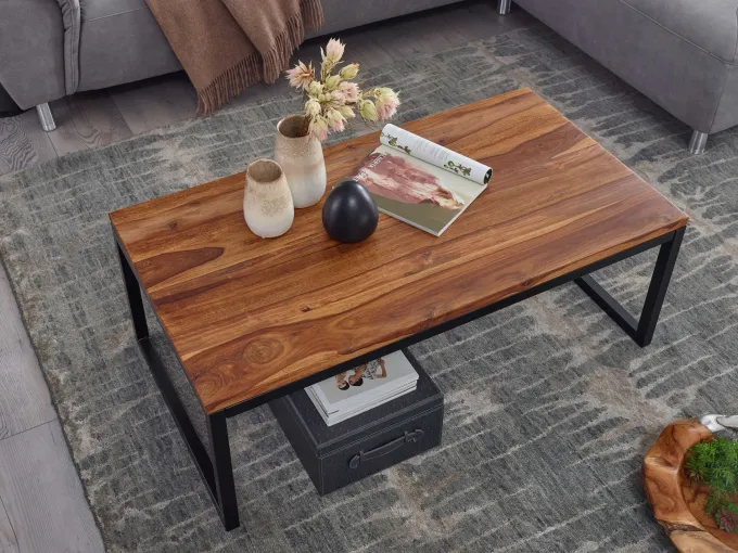 FineBuy Couchtisch 110x40x60 cm Massivholz Wohnzimmertisch Tisch Wohnzimmer