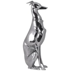 FineBuy Deko Design Dog aus Aluminium silbern Windhund Skulptur Hundestatue
