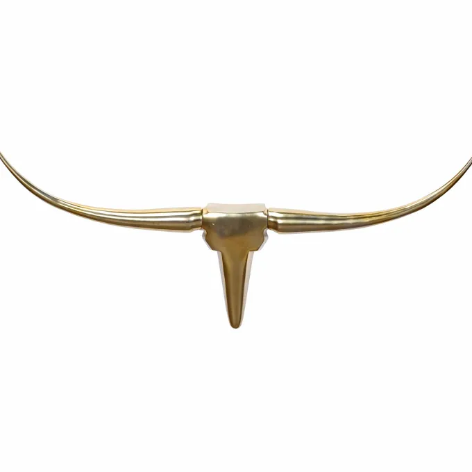 FineBuy Deko Geweih Bull M Aluminium Design Hörner 100cm Wanddekoration Gold
