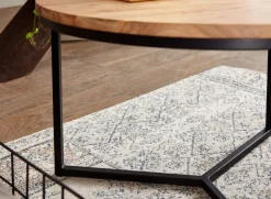 FineBuy Design Couchtisch Akazie Massivholz rund 60 cm Kleiner Wohnzimmertisch
