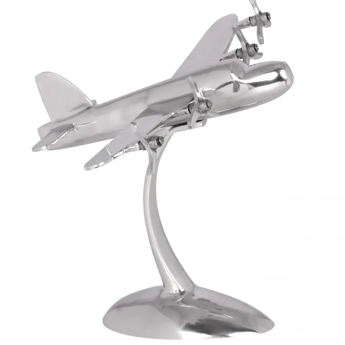 FineBuy Design Deko Flugzeug Propeller aus Aluminium Flieger Farbe Silber