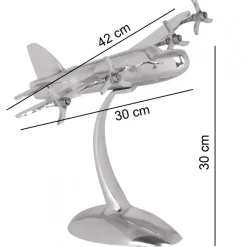 FineBuy Design Deko Flugzeug Propeller aus Aluminium Flieger Farbe Silber